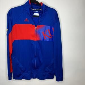 Adidas KU  Kansas Jayhawks Track Jacket Zip Front Sz Large Climawarm